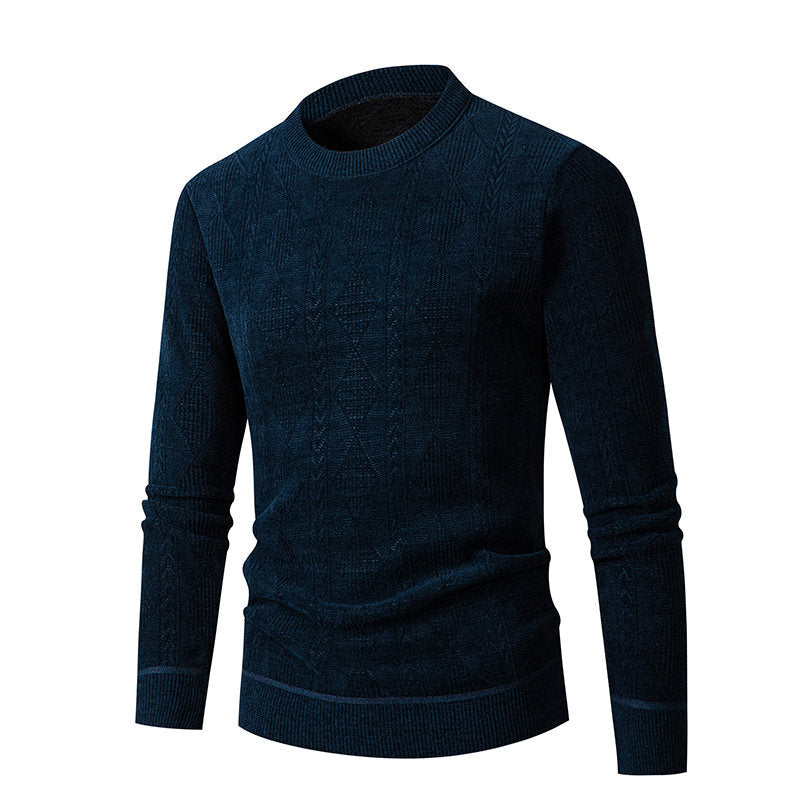 Herren Strickpullover mit strukturiertem Zopfmuster und hohem Kragen