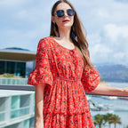 Damen Maxikleid mit voluminösem Rock R&B