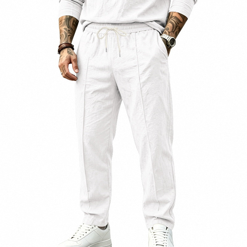Herren nan tapered Freizeit-Chinohose mit elastischem Tunnelzugbund, dekorativer Bügelfalte und seitlichen Eingrifftaschen R&B