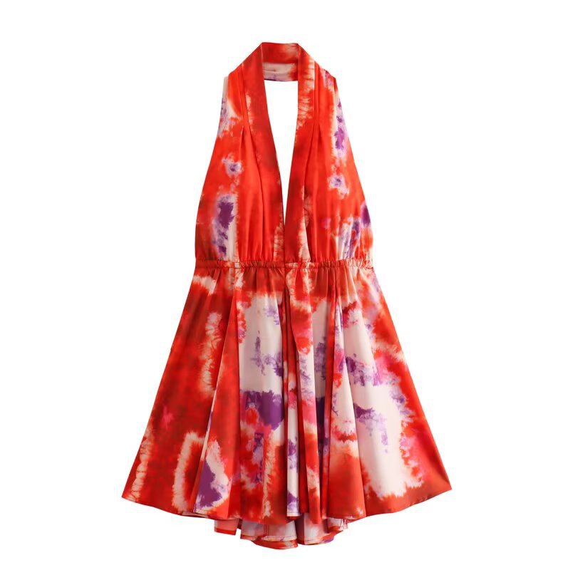 Damen Halterneck Kleid mit fließendem Rock R&B