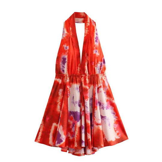 Damen Halterneck Kleid mit fließendem Rock R&B