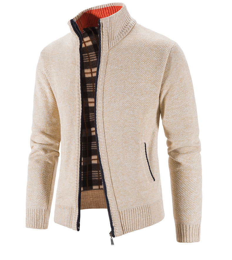 Herren Strickjacke mit strukturiertem Muster und hohem Stehkragen R&B