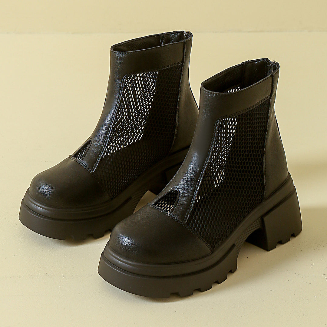 Damen trendy Verbindung von Stiefeln und Ankle Boots mit luftigen Mesh-Elementen R&B