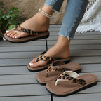 Damen Bequeme Zehentrenner mit modischem Leopardenmuster R&B