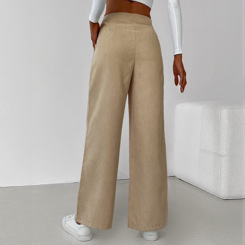 Damen stylische weite Hose mit hoher Taille und elegantem Schnitt R&B