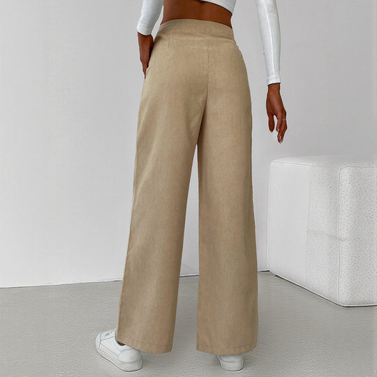 Damen stylische weite Hose mit hoher Taille und elegantem Schnitt R&B
