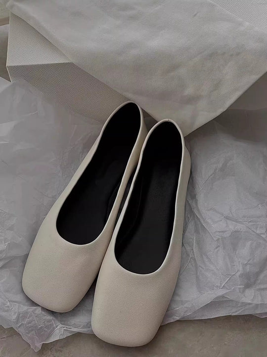 Damen elegante Ballerinas mit schickem Quadratfuß und glänzender Oberfläche R&B
