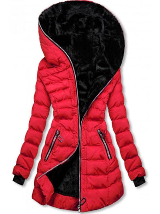Damen gefütterte Winterjacke mit hohem Kragen und stilvollen Reißverschlusstaschen R&B