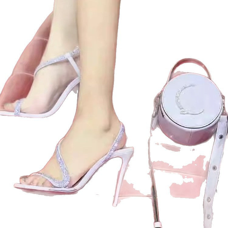 Damen elegante High Heel Sandalen mit funkelnder Strassverzierung R&B