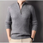 Herren Strickpullover mit modernem Stehkragen im Rippdesign R&B