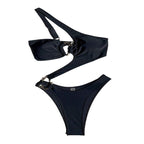 Damen Triangel-Bikini mit asymmetrischem Design und glänzenden Akzenten