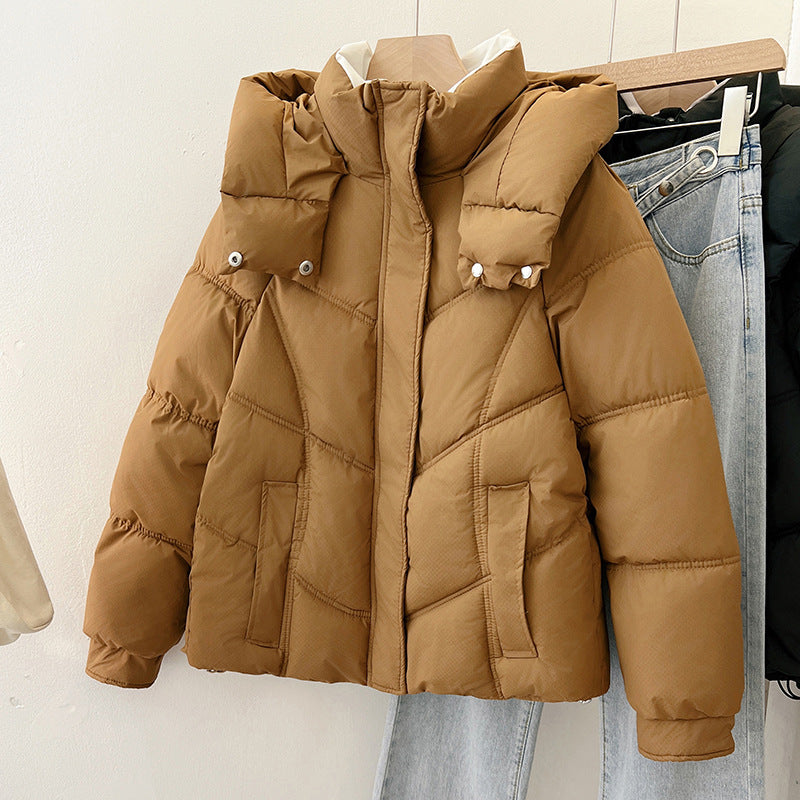 Damen modische pufferjacke mit hohem Kragen und praktischen Taschen R&B