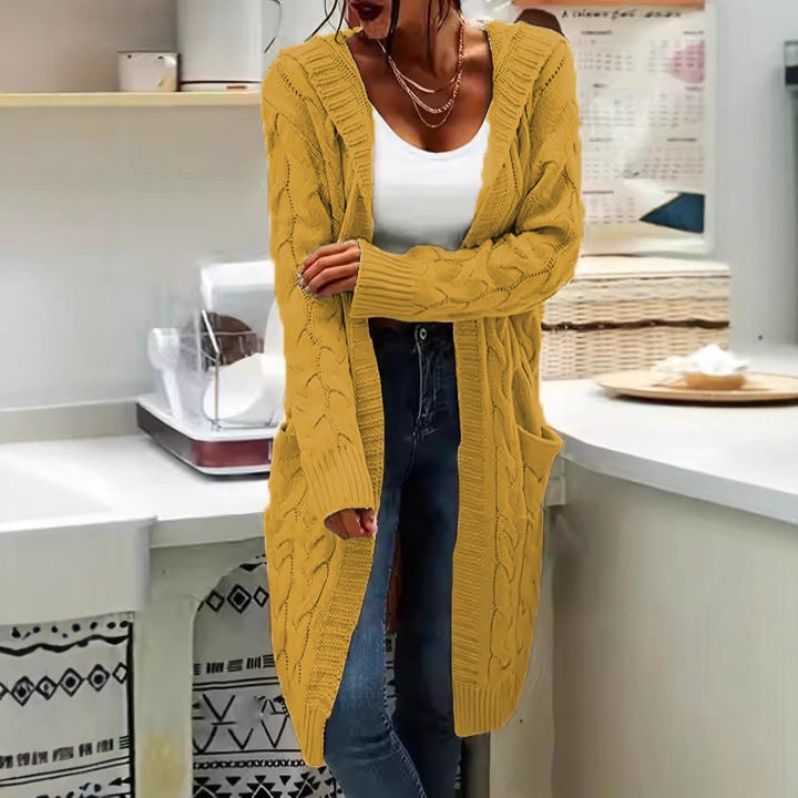 Damen Grobstrick-Cardigan mit offenen Ärmeln und praktischen Taschen R&B
