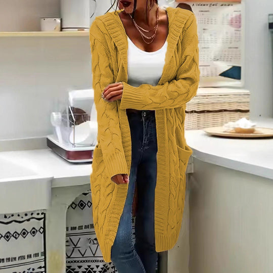 Damen Grobstrick-Cardigan mit offenen Ärmeln und praktischen Taschen R&B