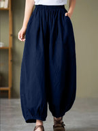 Damen Bequeme lockere Harem-Hose mit elastischem Bund R&B