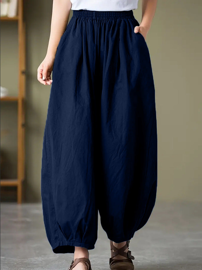 Damen Bequeme lockere Harem-Hose mit elastischem Bund R&B