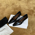 Damen elegante Slingback Pumps mit modischem Riemchen und hochwertiger Leder-Oberfläche R&B