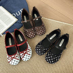 Damen Ballerinas mit dekorativem Schleifen-Design und Punktmuster R&B
