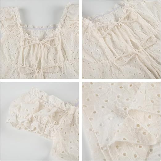 Damen Rüschenshirt mit tiefer Taille und Bindebändern R&B
