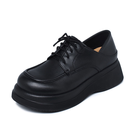 Damen Modische Plateau-Schnürschuhe mit glänzendem Lackfinish und komfortablem Fußbett R&B
