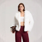 Damen Modische Kurzjacke mit glamourösem Kunstfell R&B