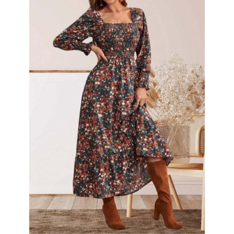 Damen Maxikleid mit Rüschendetails und floralem Design R&B