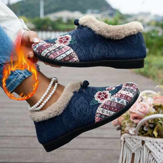 Damen Hausschuhe mit weichem Futter und modischem Flower-Design R&B