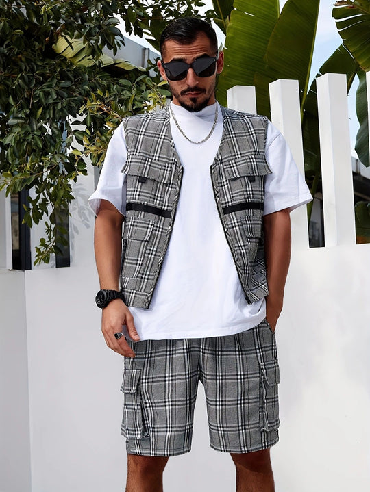 Herren stylischer Utility-Weste mit mehreren Taschen R&B