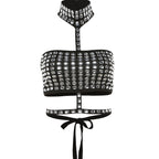 Damen Glitzer Bustier mit Strass-Verzierungen R&B