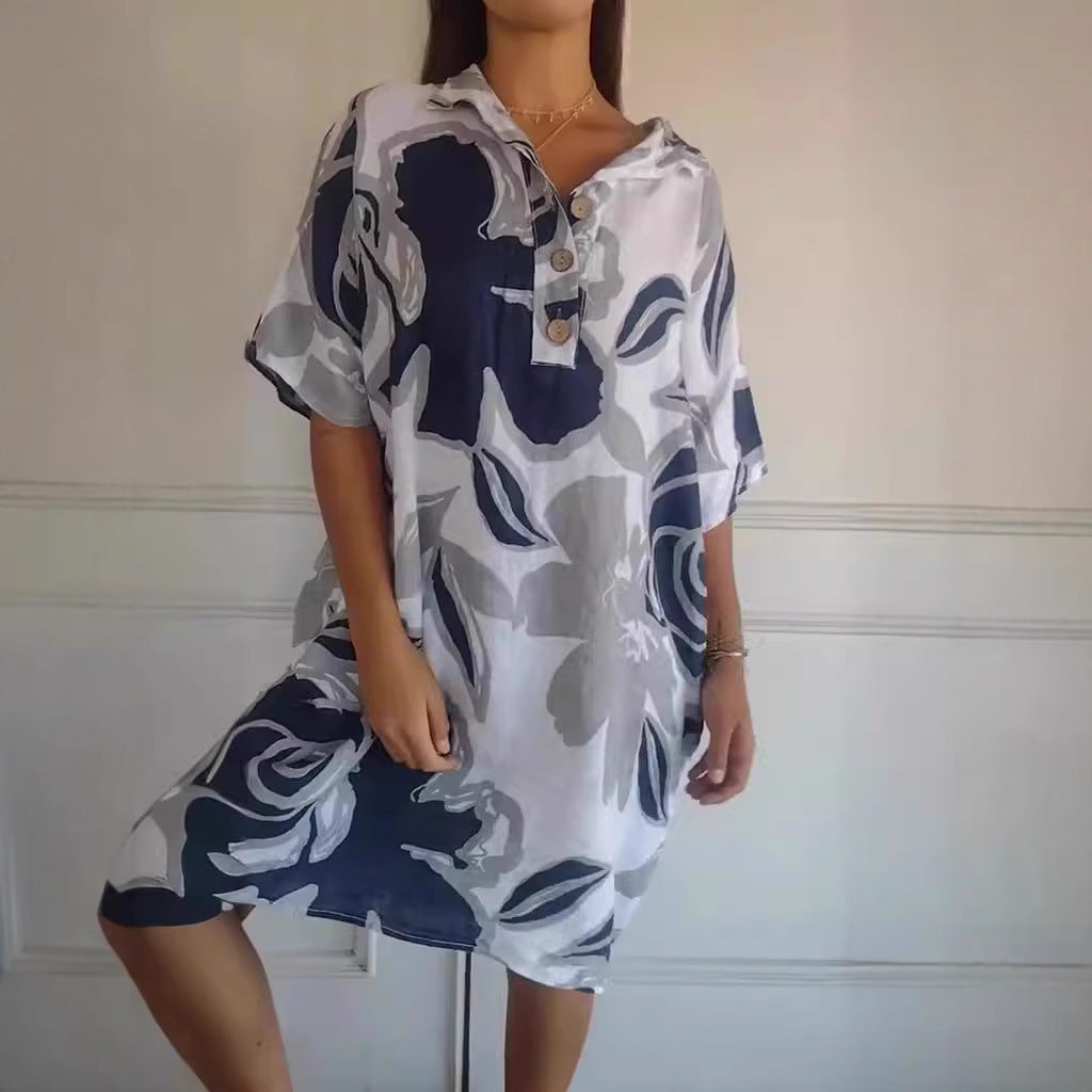 Damen lässiges Kapuzenkleid mit floralem Design R&B