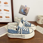Damen Modische Plateau Sneakers mit floralem Innenfutter