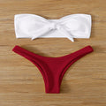 Damen Bandeau-Bikini mit modischem Knoten und hohem Beinausschnitt
