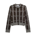 Damen Strickjacke mit modernem Karomuster und Knopfverschluss R&B