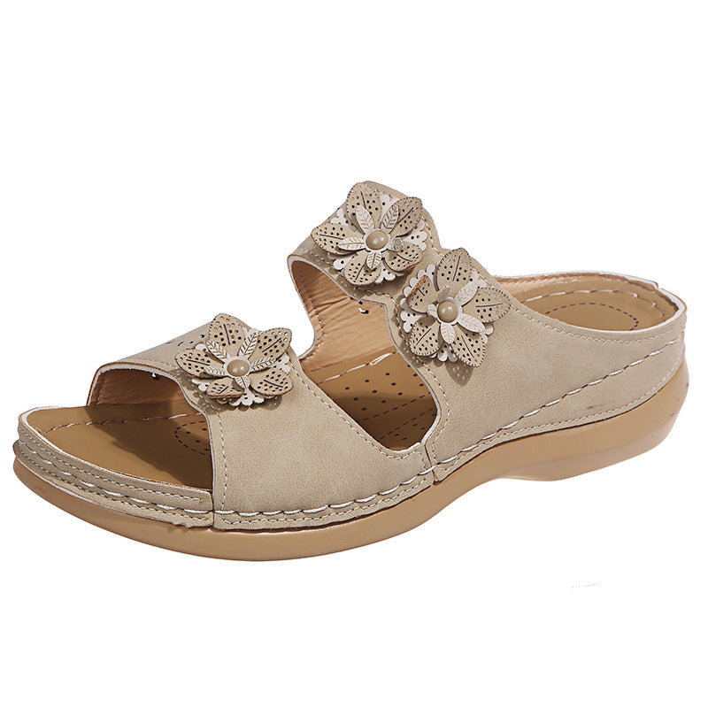 Damen Sandalen mit modischem Blumen-Design und komfortabler Fußbett R&B