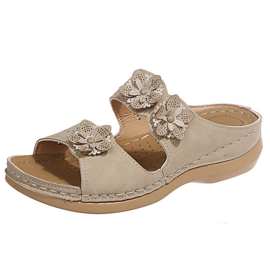 Damen Sandalen mit modischem Blumen-Design und komfortabler Fußbett R&B
