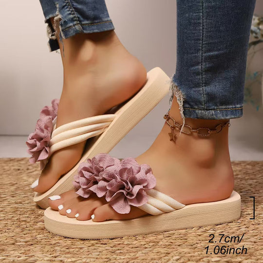 Damen bequeme Zehentrenner-Sandalen mit floralem Design R&B
