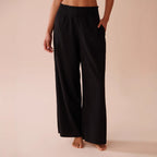 Damen Weite Plissee-Hose mit elastischem Bund und seitlichen Taschen R&B