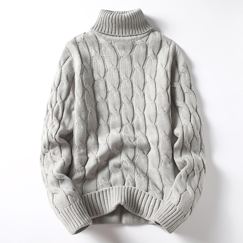 Herren Strickpullover mit Rollkragen und Zopfmuster R&B