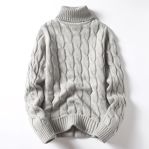 Herren Strickpullover mit Rollkragen und Zopfmuster R&B