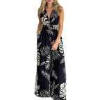 Damen eleganter Jumpsuit mit Spaghettiträgern und hohen Seitenschlitzen R&B