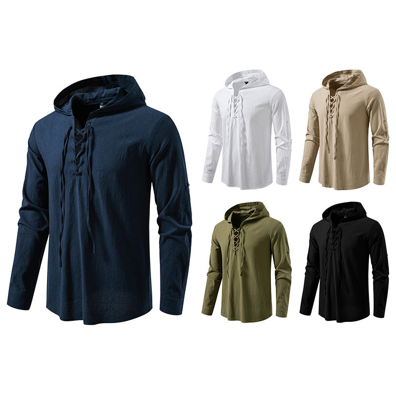 Herren lässiges Kapuzenshirt mit modernes Schnürdesign R&B