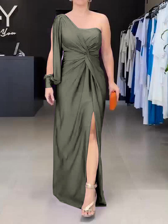 Damen Maxikleid mit asymmetrischem Design und seitlichem Schlitz R&B