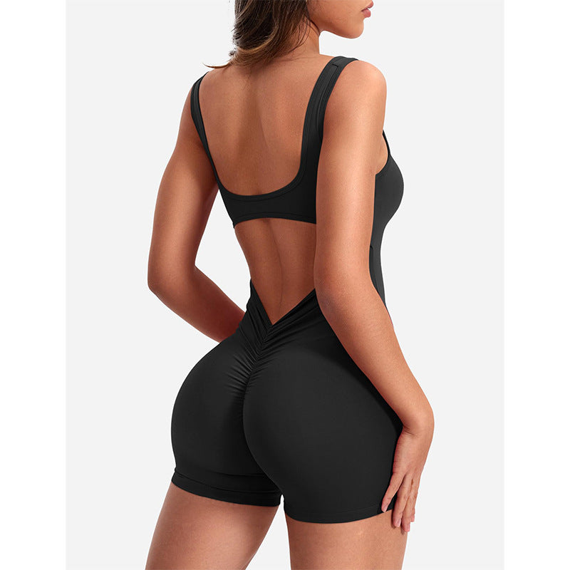Damen Sportlicher Jumpsuit mit Rückenausschnitt und figurformendem Design R&B