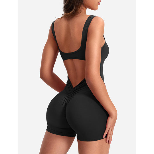 Damen Sportlicher Jumpsuit mit Rückenausschnitt und figurformendem Design R&B