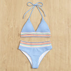 Damen Triangel-Bikini mit buntem Wellenmuster