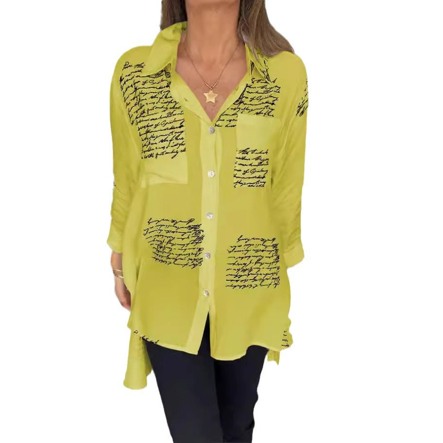 Damen Bluse mit modernem Schreibdesign und lockerer Passform