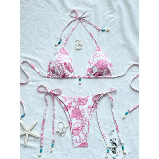 Damen Triangel-Bikini mit verspielten Muschel-Akzenten R&B