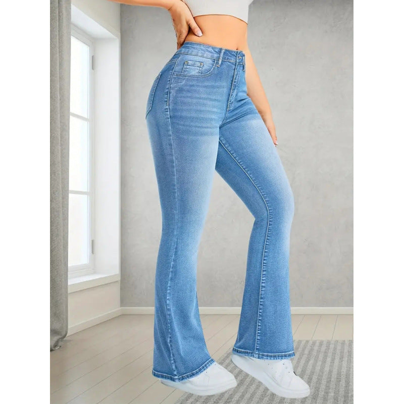 Damen Bootcut Jeans mit hohem Bund und moderner Waschung R&B