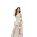 Damen Elegantes und luftiges Abendkleid mit Rüschendetails und transparentem Rock R&B