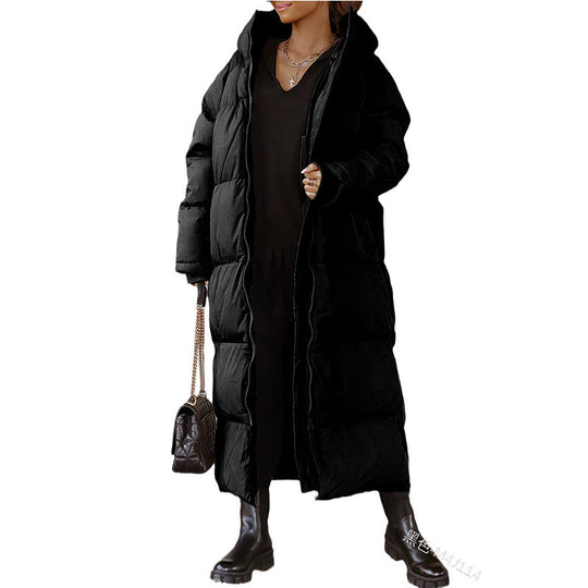 Damen Lange Steppjacke mit Kapuze R&B